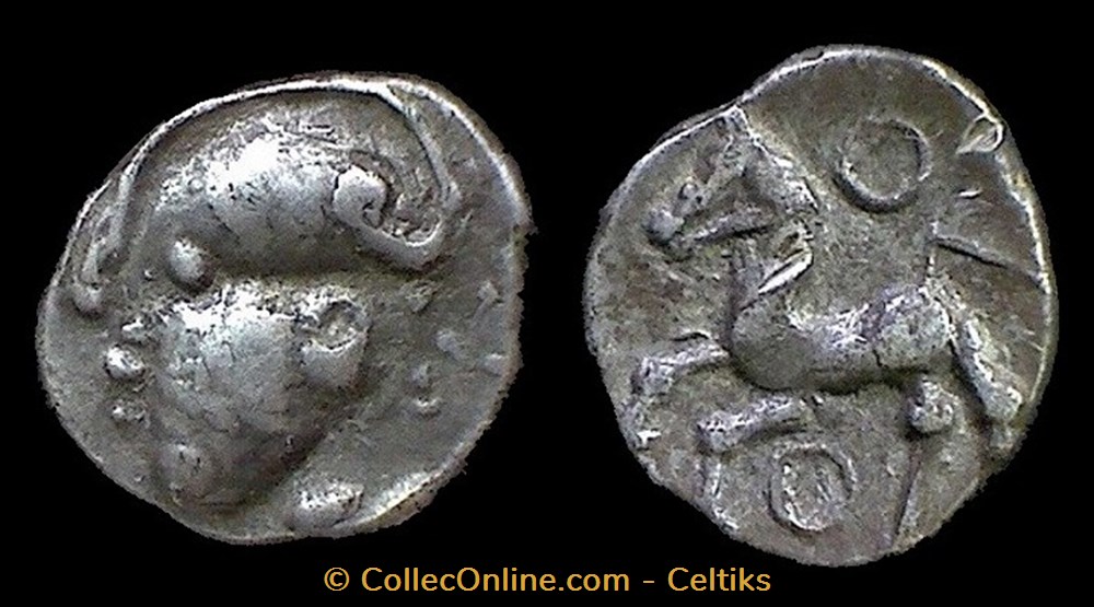 denier à la tête casquée - type 2a monnaies antiques celtes denier a la tete casquee type 2a