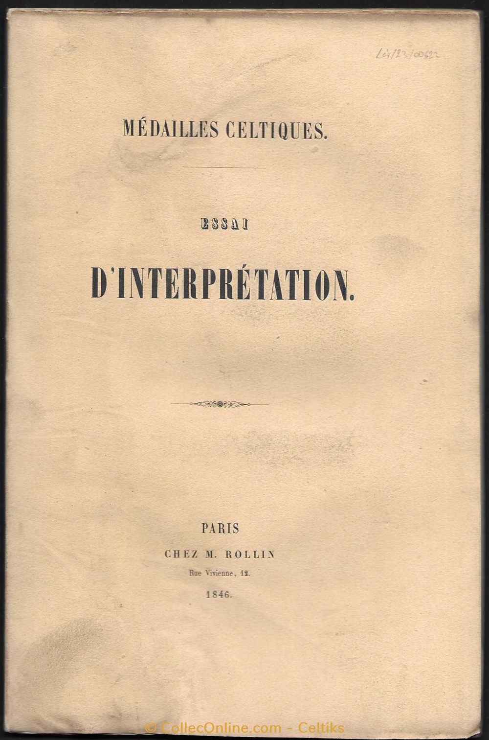 médailles CELTIQUES essai d'interprétation livres bd revues medailles celtiques essai interpretation