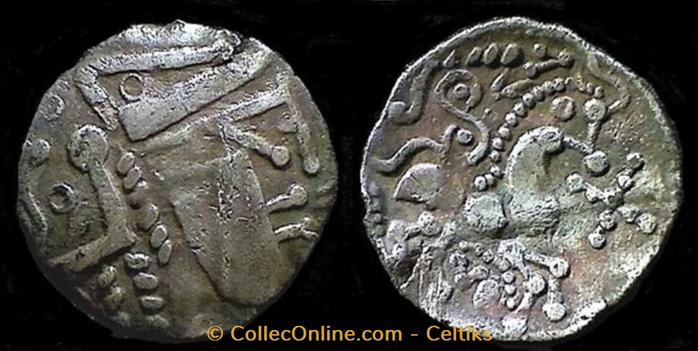 lamellaire à la tête de PALLAS - d monnaies antiques celtes lamellaire a la tete de pallas d