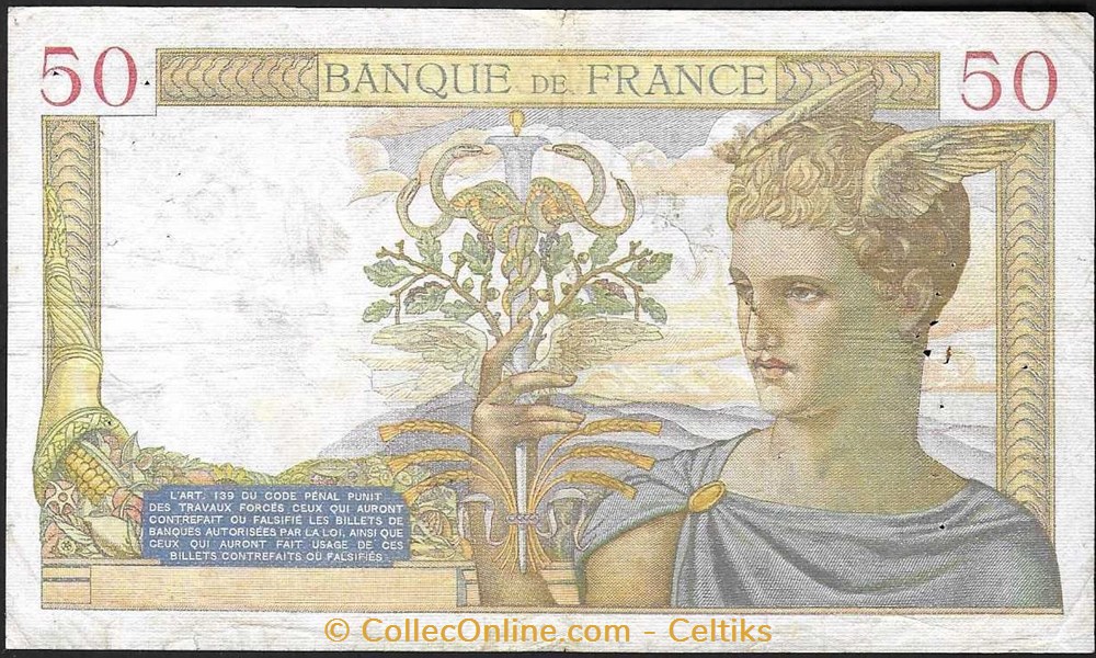 billets europe france 50 francs ceres type 1933 modifie
