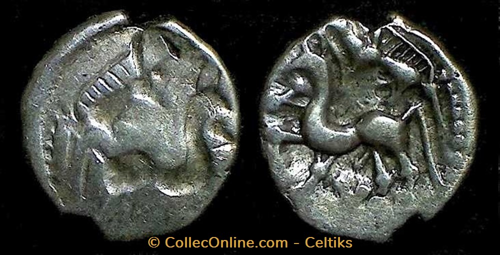 incus - denier au sanglier et à la croisette monnaies antiques celtes incus denier au sanglier et a la croisette