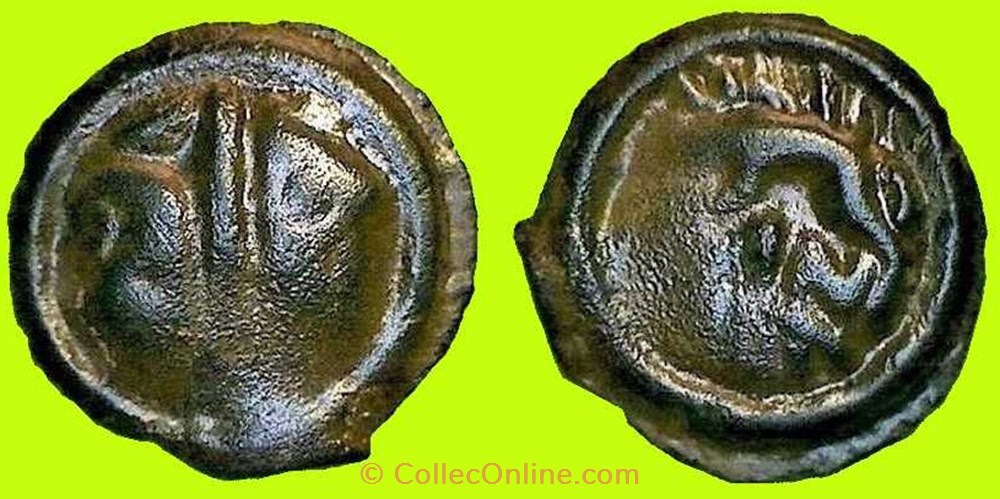 potin à la tête janiforme OYINDIA monnaies antiques celtes potin a la tete janiforme oyindia