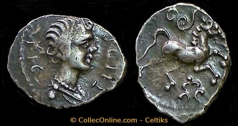 denier PICTILOS au cheval et au fleuron monnaies antiques celtes denier pictilos au cheval et au fleuron