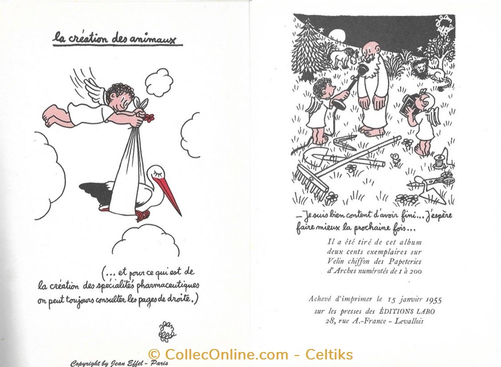 éditions LABO 1955 - JEAN EFFEL la création des animaux 2 science pharmacie editions labo 1955 jean effel la creation des animaux