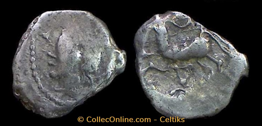 denier à la tête casquée - type 6 monnaies antiques celtes denier a la tete casquee type 6