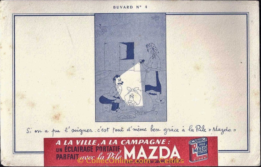 DUBOUT - MAZDA HYDRA 4 objets publicitaires buvards dubout mazda hydra 4