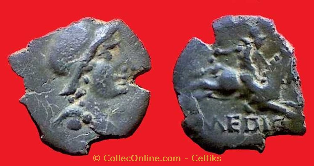 monnaies antiques celtes bronze medio a la tete casquee