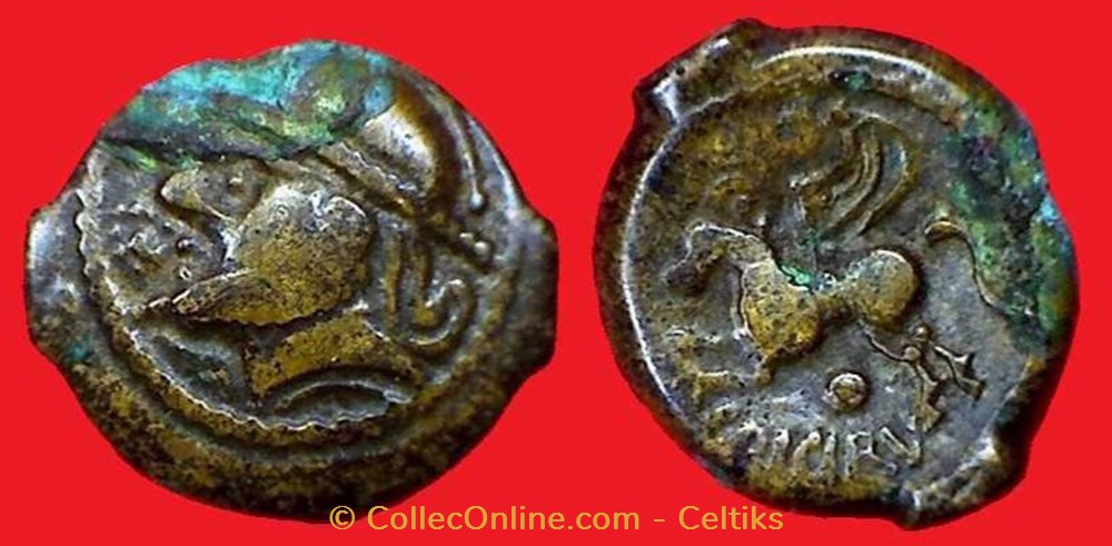 bronze CRICIRV barbu à l'annelet perlé pointé - b monnaies antiques celtes bronze cricirv barbu a annelet perle pointe b