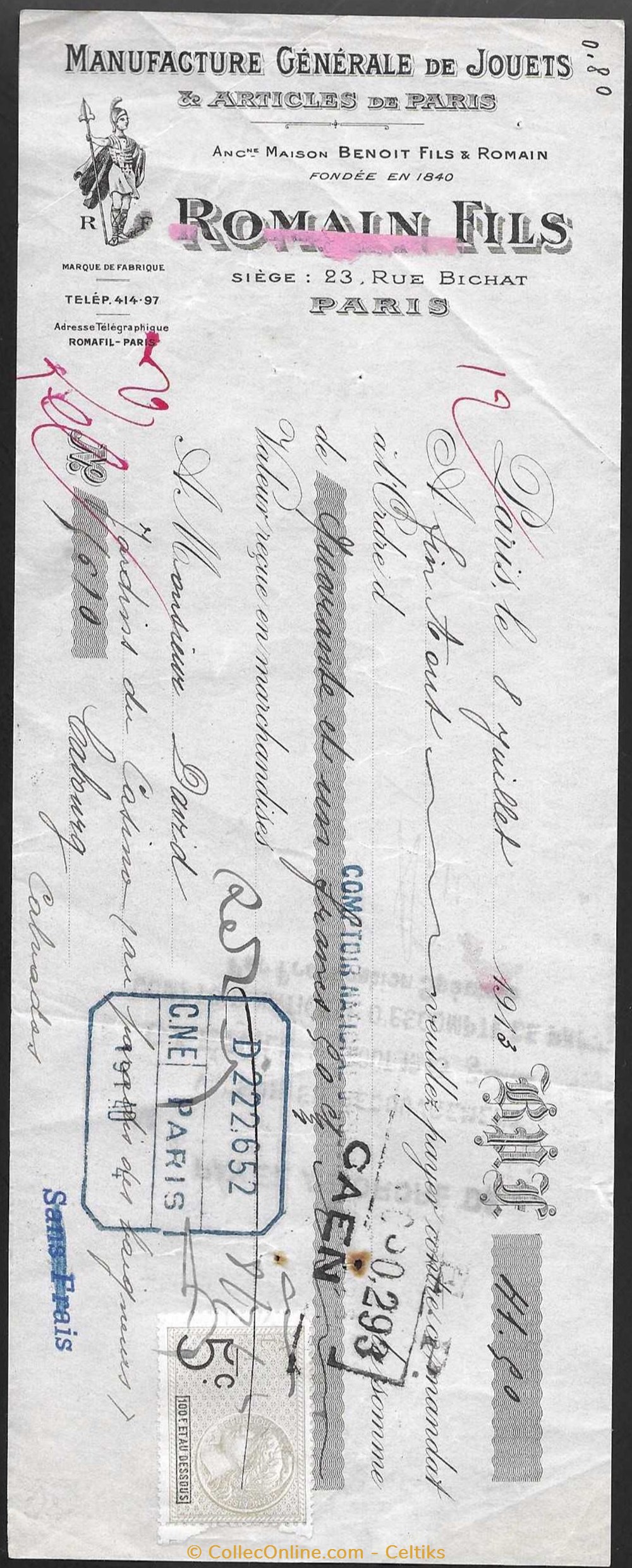 facture - ROMAIN FILS documents anciens factures commerciaux facture romain fils