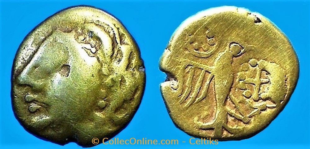hémistatère d'or à l'aigle tête à gauche monnaies antiques celtes hemistatere or a aigle tete a gauche