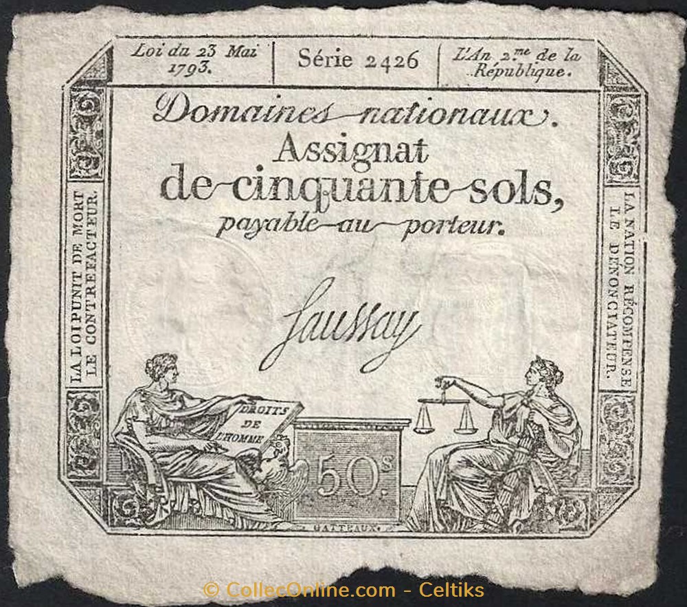 billets europe france assignat cinquante sols