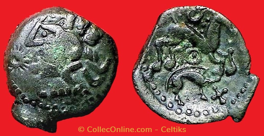 bronze au cheval et au sanglier - c monnaies antiques celtes bronze au cheval et au sanglier c