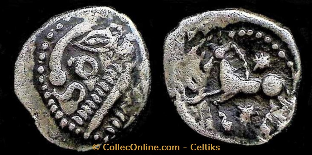 quart de statère d'argent à l'astre cheval à gauche monnaies antiques celtes quart de statere argent a astre cheval a gauche