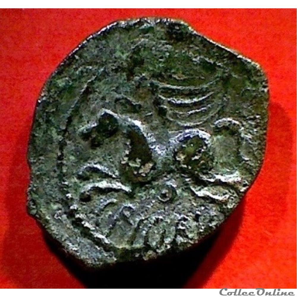 série 63 DT 557 var bronze CRICIRV barbu à l'S et annelet perlé monnaie antique gauloise serie 63 dt 557 var bronze cricirv barbu a s et annelet perle