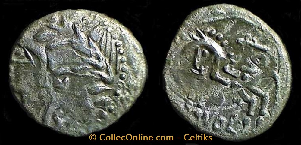 denier VOL au cheval et au caducée monnaies antiques celtes denier vol au cheval et au caducee
