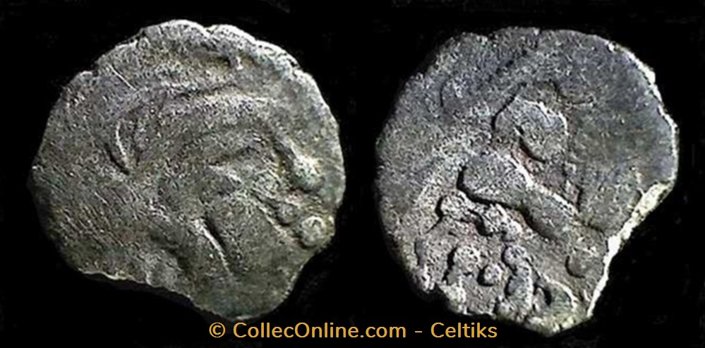 lamellaire dérivé à la tête de PALAS monnaies antiques celtes lamellaire derive a la tete de palas