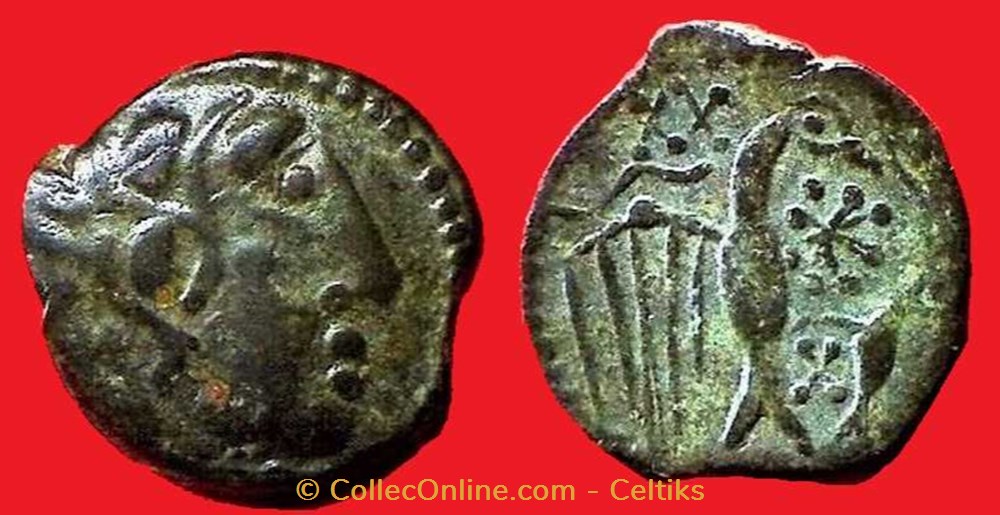 bronze à l'aigle et aux croix * monnaies antiques celtes bronze a aigle et aux croix