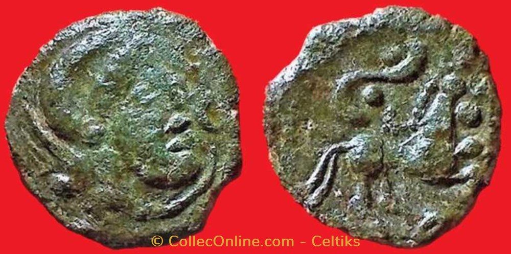 bronze à la tête casquée et au cheval monnaies antiques celtes bronze a la tete casquee et au cheval