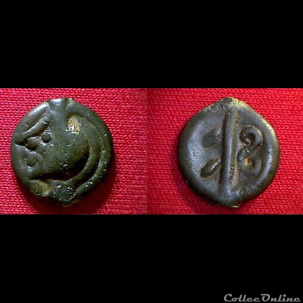 FAUTE potin aux chevrons et au S monnaie antique gauloise faute potin aux chevrons et au s