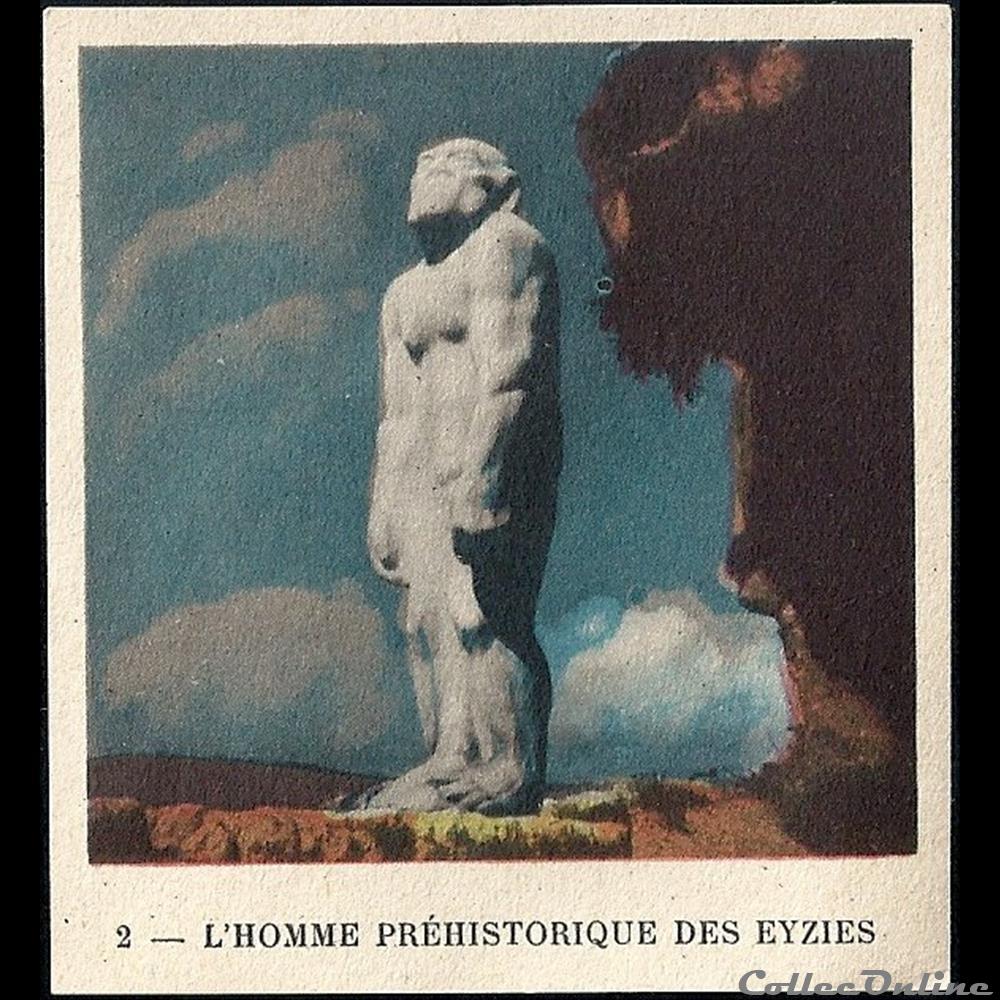 chromo image alimentaire touristique homme prehistorique des eyzies