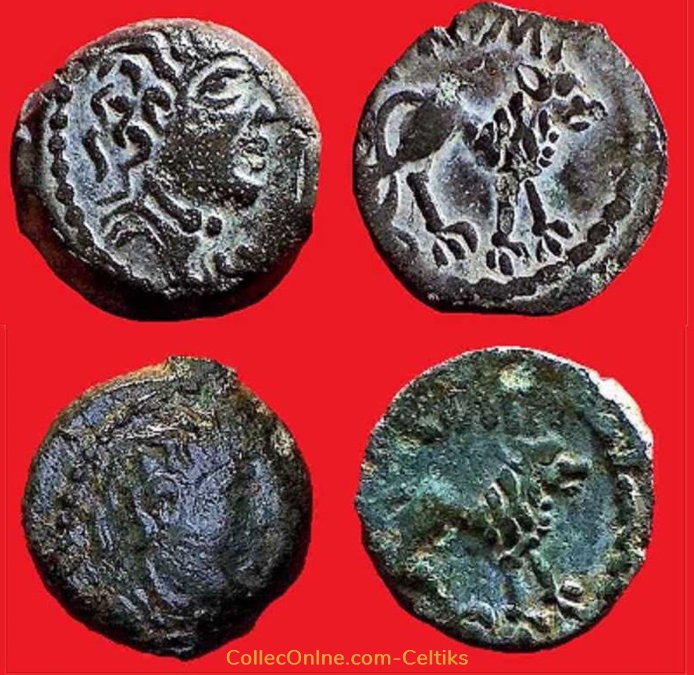 bronze AOIIDIAC / A.HIR.IMP au lion * monnaies antiques celtes bronze aoiidiac a hir imp au lion