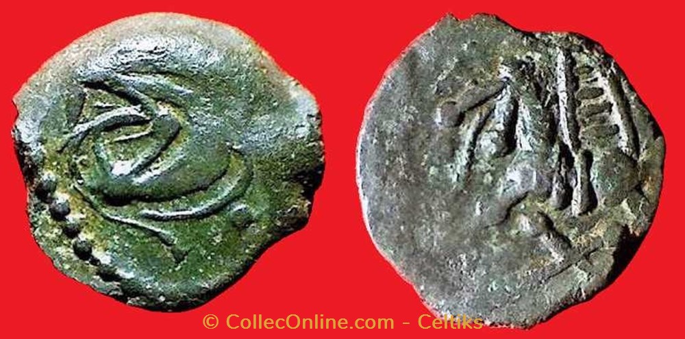 bronze au loup et au pégase au X * monnaies antiques celtes bronze au loup et au pegase au x
