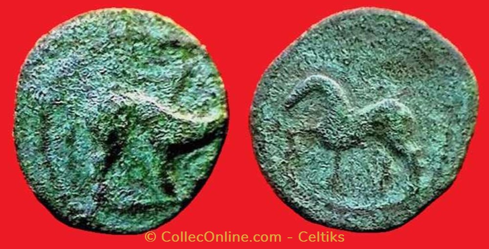 monnaies antiques celtes bronze au cheval et au sanglier