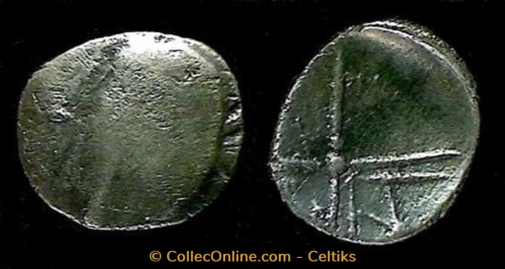 obole stylisée MA monnaies antiques celtes obole stylisee ma