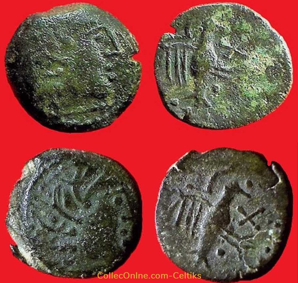 bronze à l'aigle croisette et ligne brisée * monnaies antiques celtes bronze a aigle croisette et ligne brisee