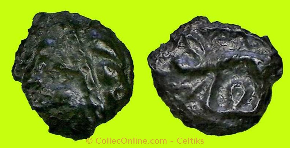 potin à la tête d'indien - cl 1 d 1 monnaies antiques celtes potin a la tete indien cl 1 d 1