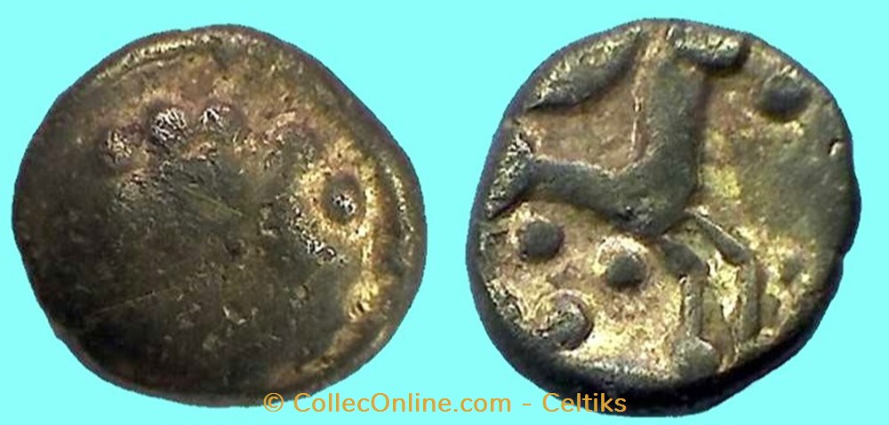 quart de statère aux segments de cercles - 12 monnaies antiques celtes quart de statere aux segments de cercles 12