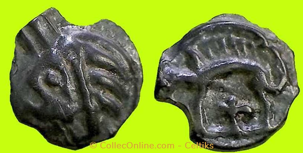 potin à la tête d'indien - cl 1 g monnaies antiques celtes potin a la tete indien cl 1 g