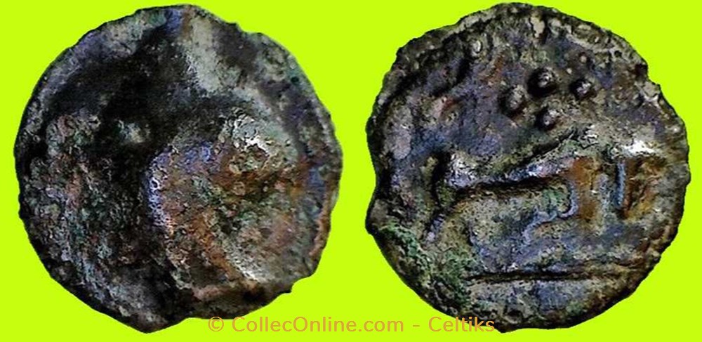 monnaies antiques celtes potin au taureau chargeant et aux quatre globules