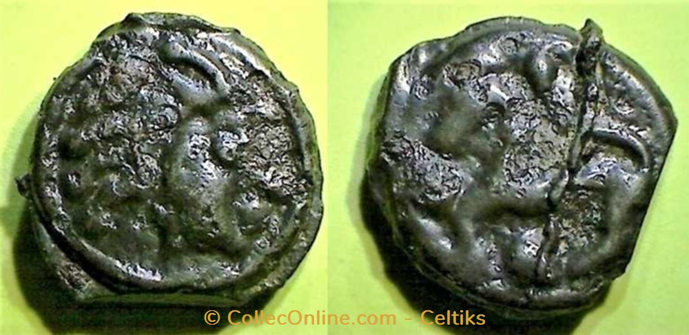 moule cassé - potin à la tête d'indien monnaie antique av jc ap gauloise moule casse potin a la tete indien
