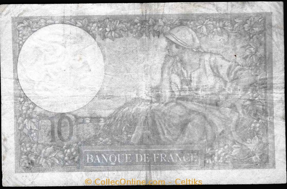 10 francs ( MINERVE ) - type 1915 modifié billets europe france 10 francs minerve type 1915 modifie