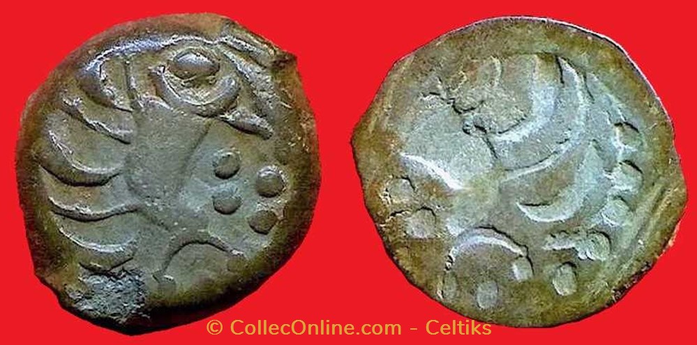 bronze à l'oiseau - classe 11 ? monnaies antiques celtes bronze a oiseau classe 11