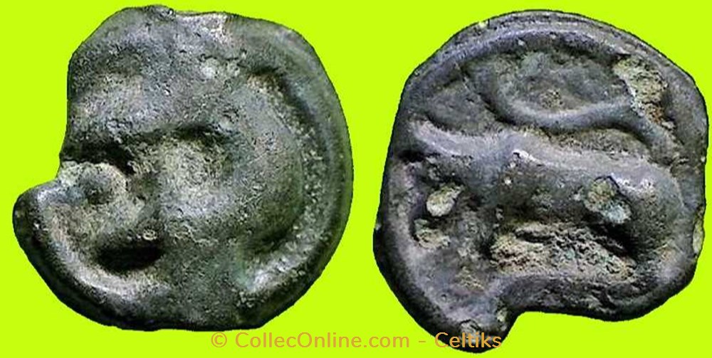 potin à la tête diabolique - cl 2 var monnaies antiques celtes potin a la tete diabolique cl 2 var