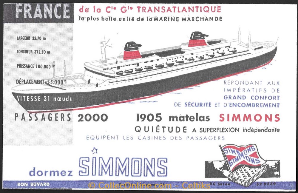 buvard - matelas SIMMONS objets publicitaires buvards buvard matelas simmons