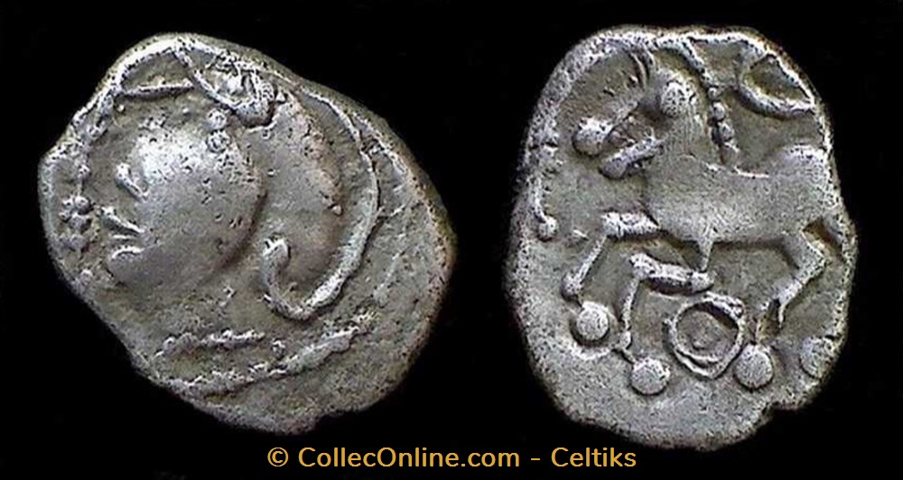 denier à la tête casquée - type 3 monnaies antiques celtes denier a la tete casquee type 3