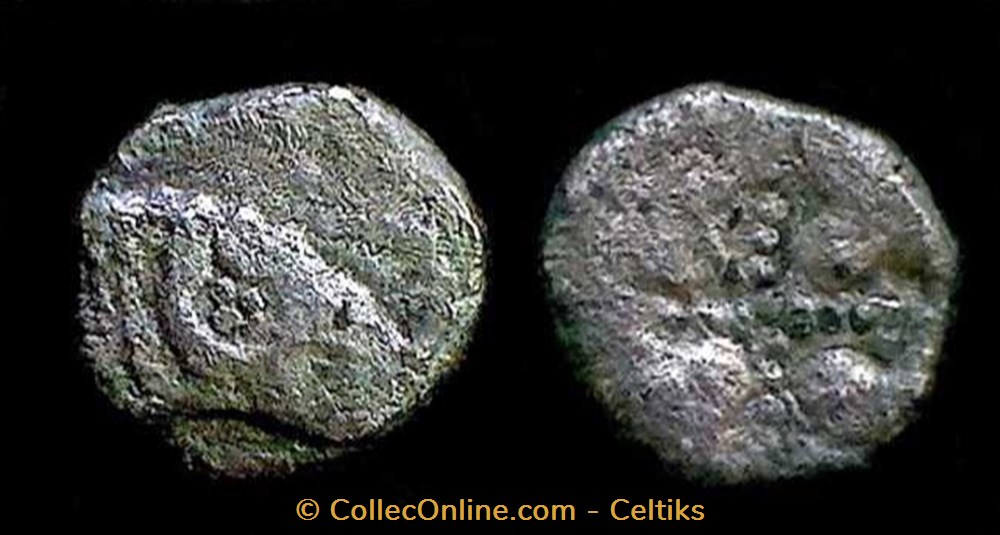 obole à la tête de bélier à droite type du trésor " d'AURIOL " monnaies antiques celtes obole a la tete de belier a droite type du tresor auriol
