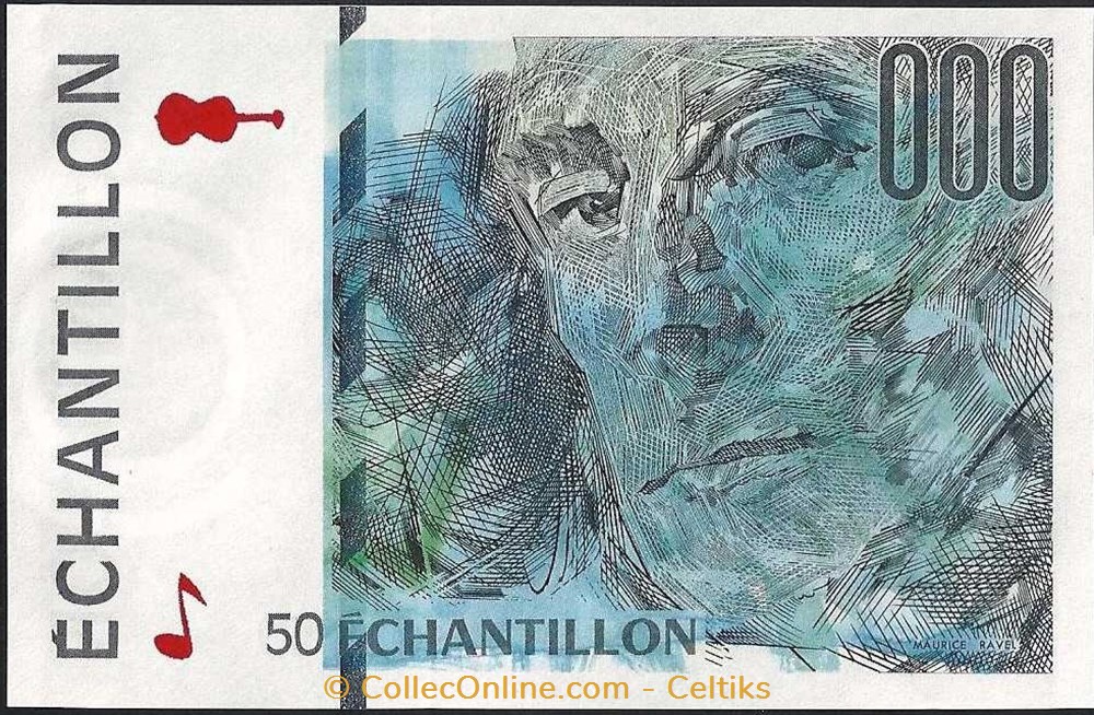 échantillon 50 francs RAVEL billets europe france echantillon 50 francs ravel