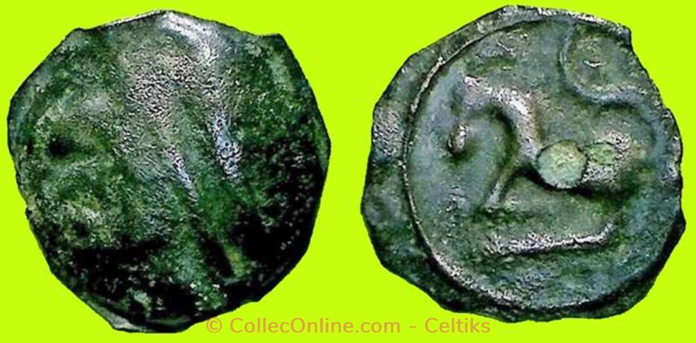 monnaies antiques celtes potin tete casquee et bandeau parallele