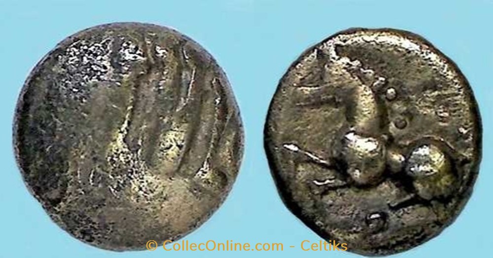 quart de statère aux segments de cercles - 03 monnaies antiques celtes quart de statere aux segments de cercles 03