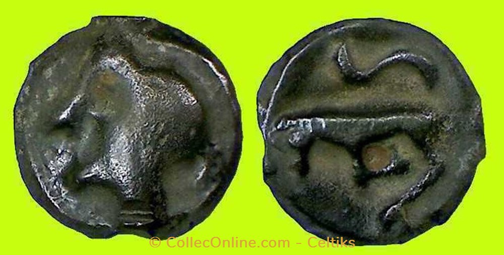 potin à la tête diabolique - cl 2 monnaies antiques celtes potin a la tete diabolique cl 2