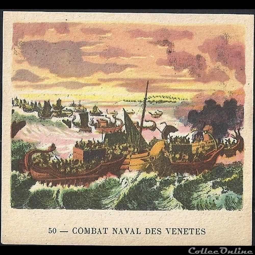 chromo image alimentaire touristique combat naval des venetes