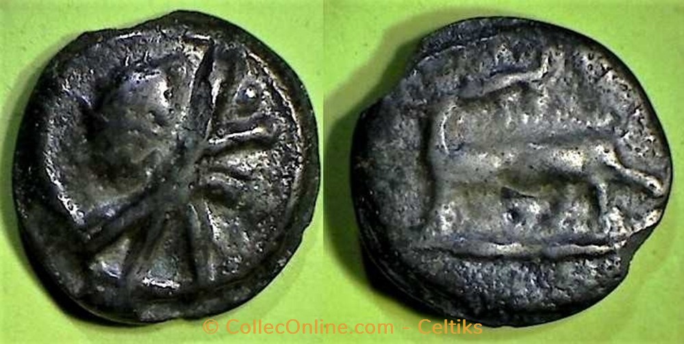 monnaie antique av jc ap gauloise potin au taureau chargeant