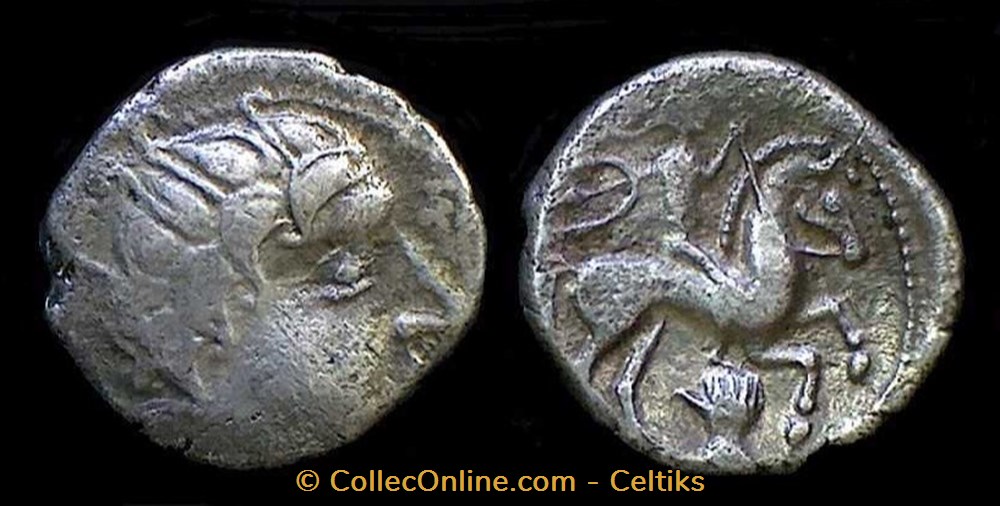 drachme au cavalier et à la main - C monnaies antiques celtes drachme au cavalier et a la main c