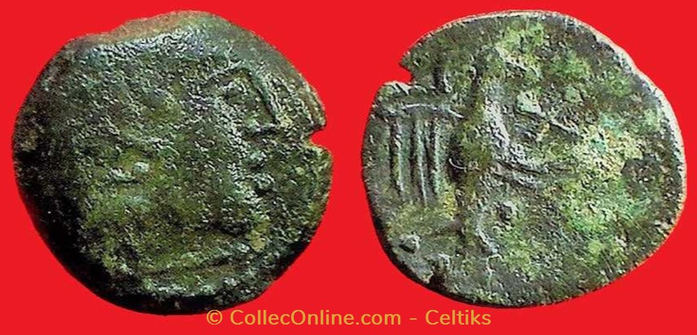 bronze à l'aigle croisette et ligne brisée * monnaies antiques celtes bronze a aigle croisette et ligne brisee