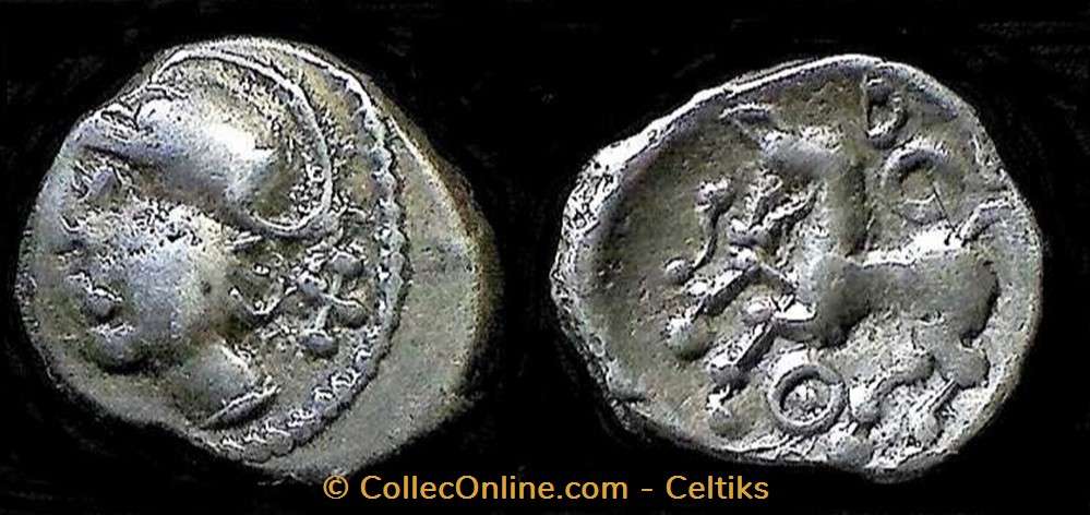 denier à la tête casquée - type 1a monnaies antiques celtes denier a la tete casquee type 1a