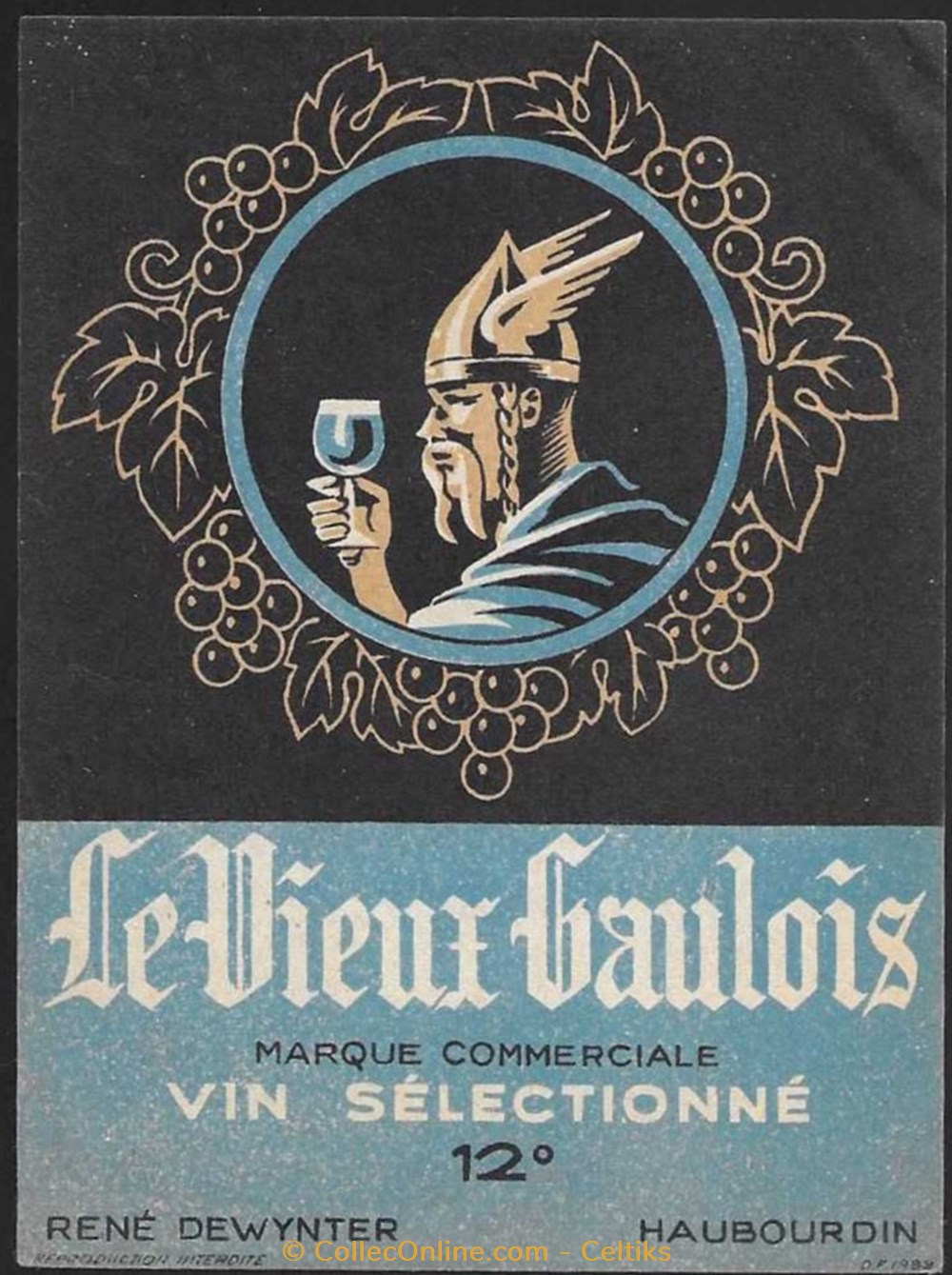 vin - le vieux gaulois art de la table argenterie bistrot alimentation etiquettes vin le vieux gaulois